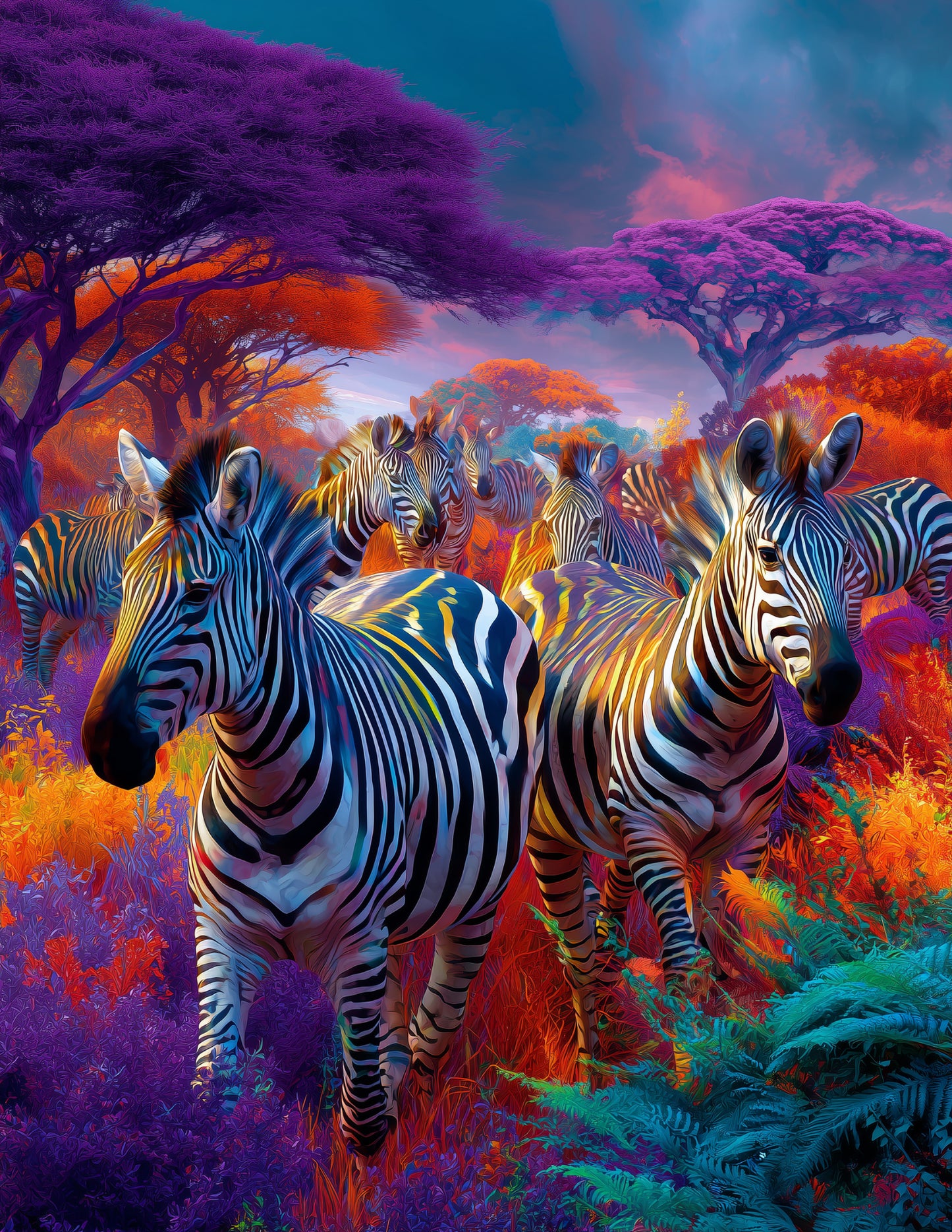 Zebra — Pop Art herd Art, Bold Tones Digital Wall Art, 3 Sizes Included, Living Room Decor