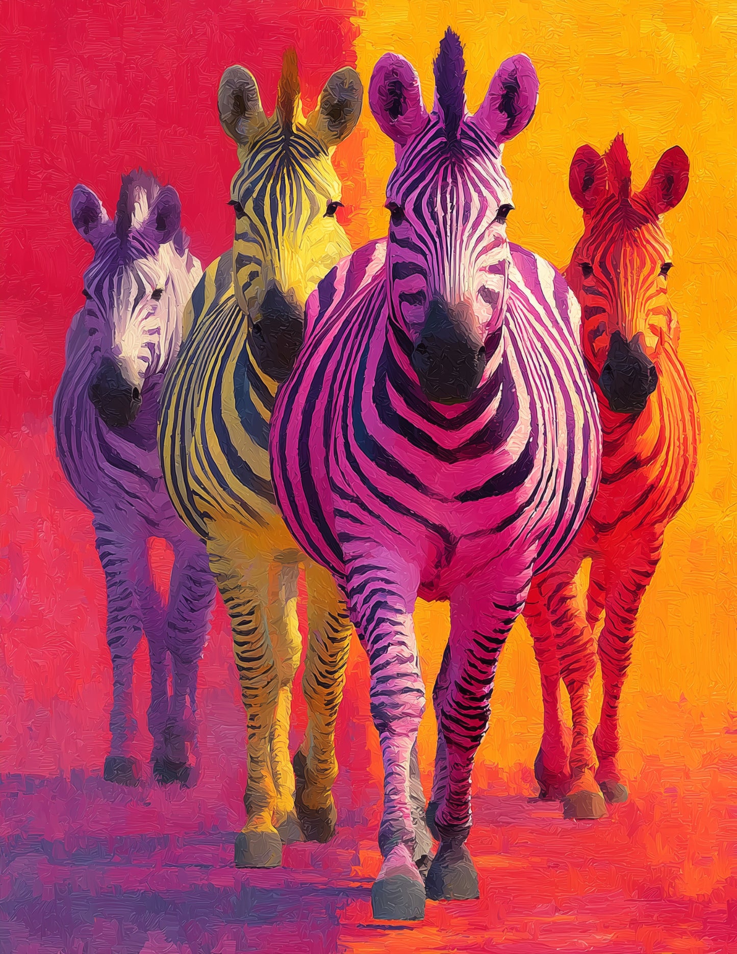 Zebra — Pop Art herd Art, Coral Gradients Digital Wall Art, 3 Sizes Included, Living Room Decor