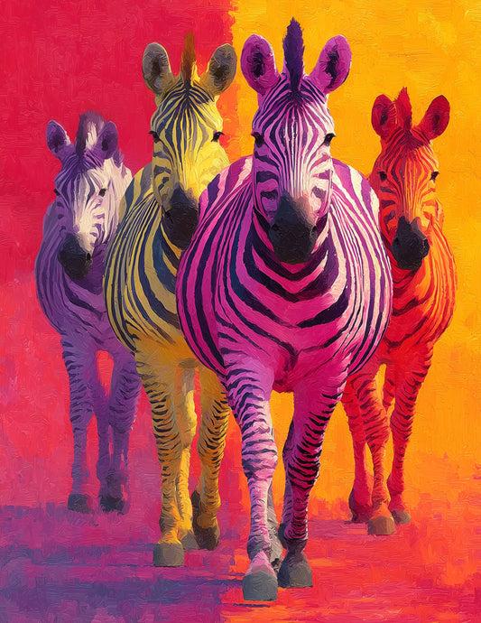Zebra — Pop Art herd Art, Coral Gradients Digital Wall Art, 3 Sizes Included, Living Room Decor