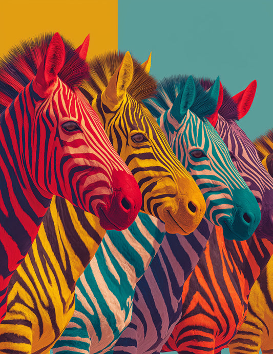 Zebra — Pop Art herd Art, Midnight Hues Digital Wall Art, 3 Sizes Included, Living Room Decor