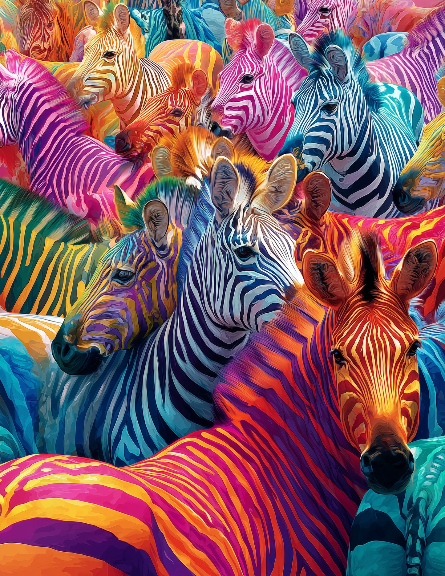 Zebra — Pop Art herd Art, Sunset Hues Digital Wall Art, 3 Sizes Included, Living Room Decor