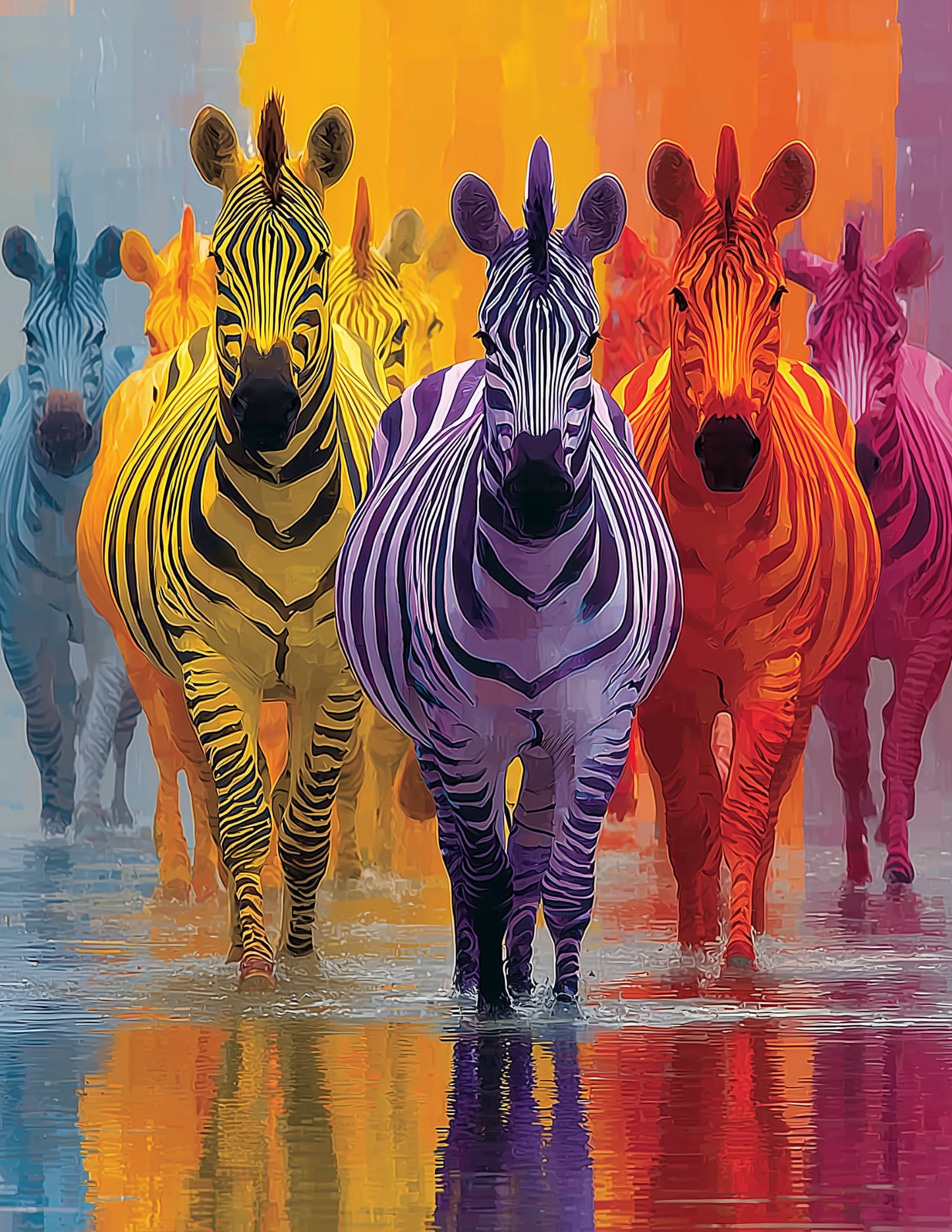 Zebra — Pop Art herd Art, Teal Contrast Digital Wall Art, 3 Sizes Included, Living Room Decor