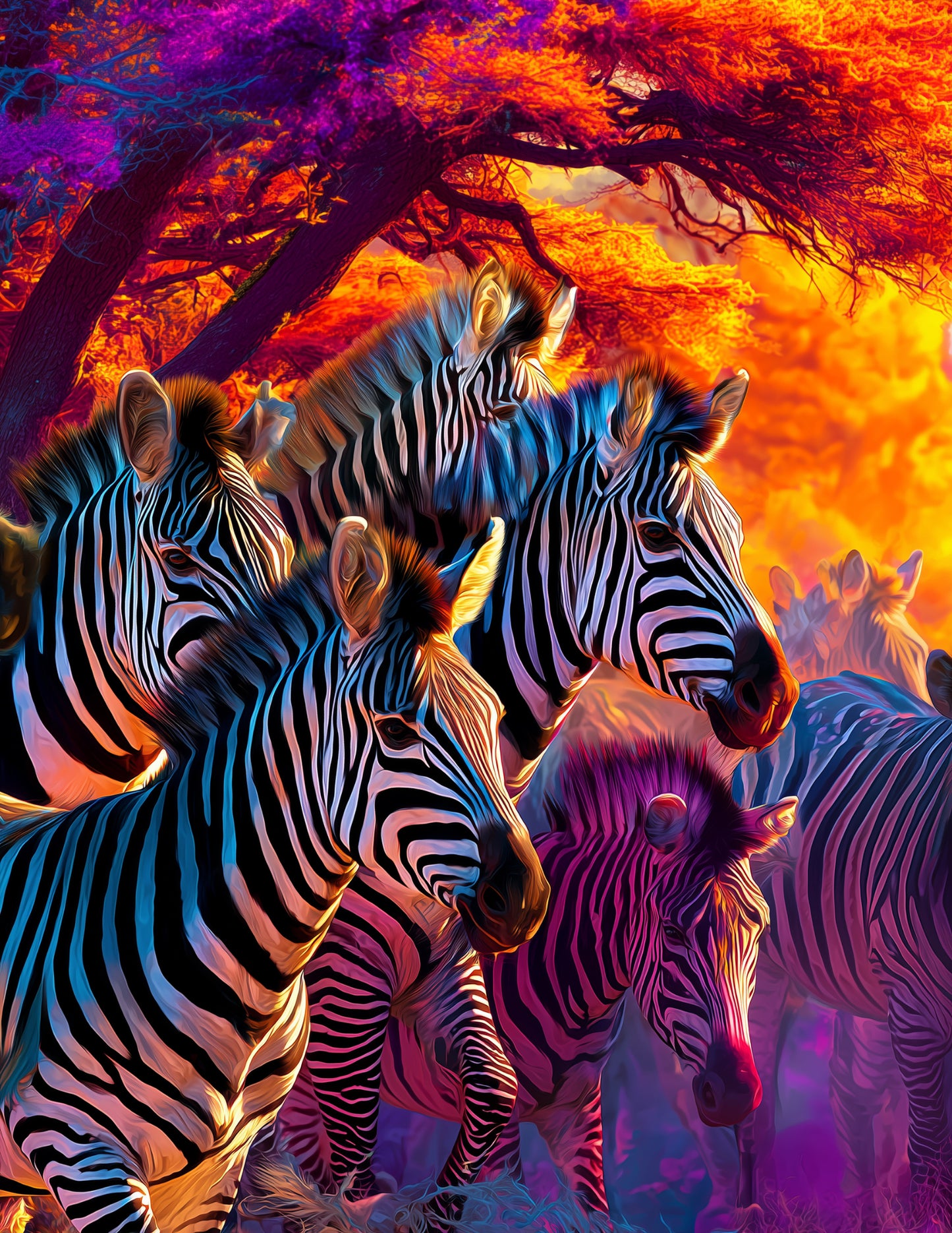 Zebra — Pop Art herd Art, Vibrant Palette Digital Wall Art, 3 Sizes Included, Living Room Decor