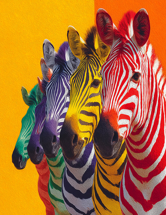 Zebra — Pop Art herd Art, Warm Palette Digital Wall Art, 3 Sizes Included, Living Room Decor