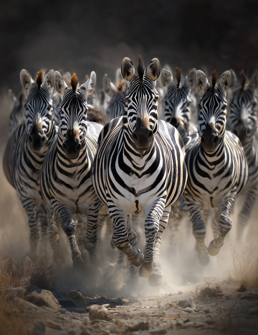 Zebra — Realistic Herd Art, Balanced Tones Digital Wall Art, 3 Sizes Included, Living Room Decor