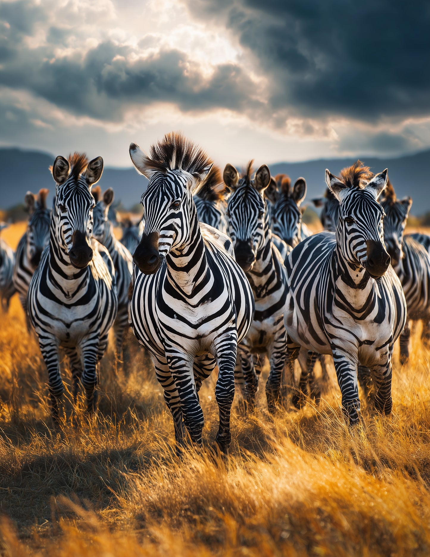 Zebra — Realistic Herd Art, Serene Palette Digital Wall Art, 3 Sizes Included, Living Room Decor