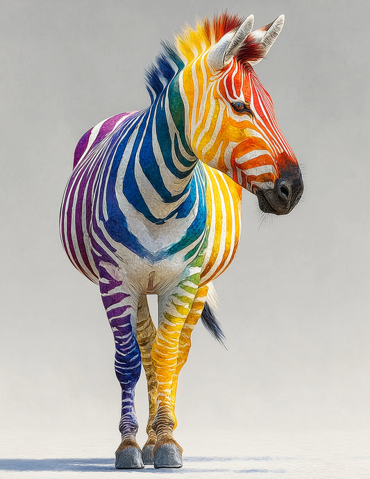 Zebra — Watercolor Art, Sunset Palette Digital Wall Art, 3 Sizes Included, Living Room Decor