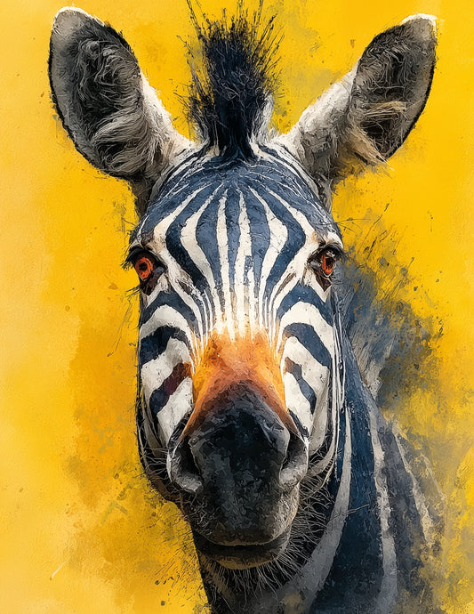 Zebra — Watercolor Art, Vibrant Palette Digital Wall Art, 3 Sizes Included, Living Room Decor