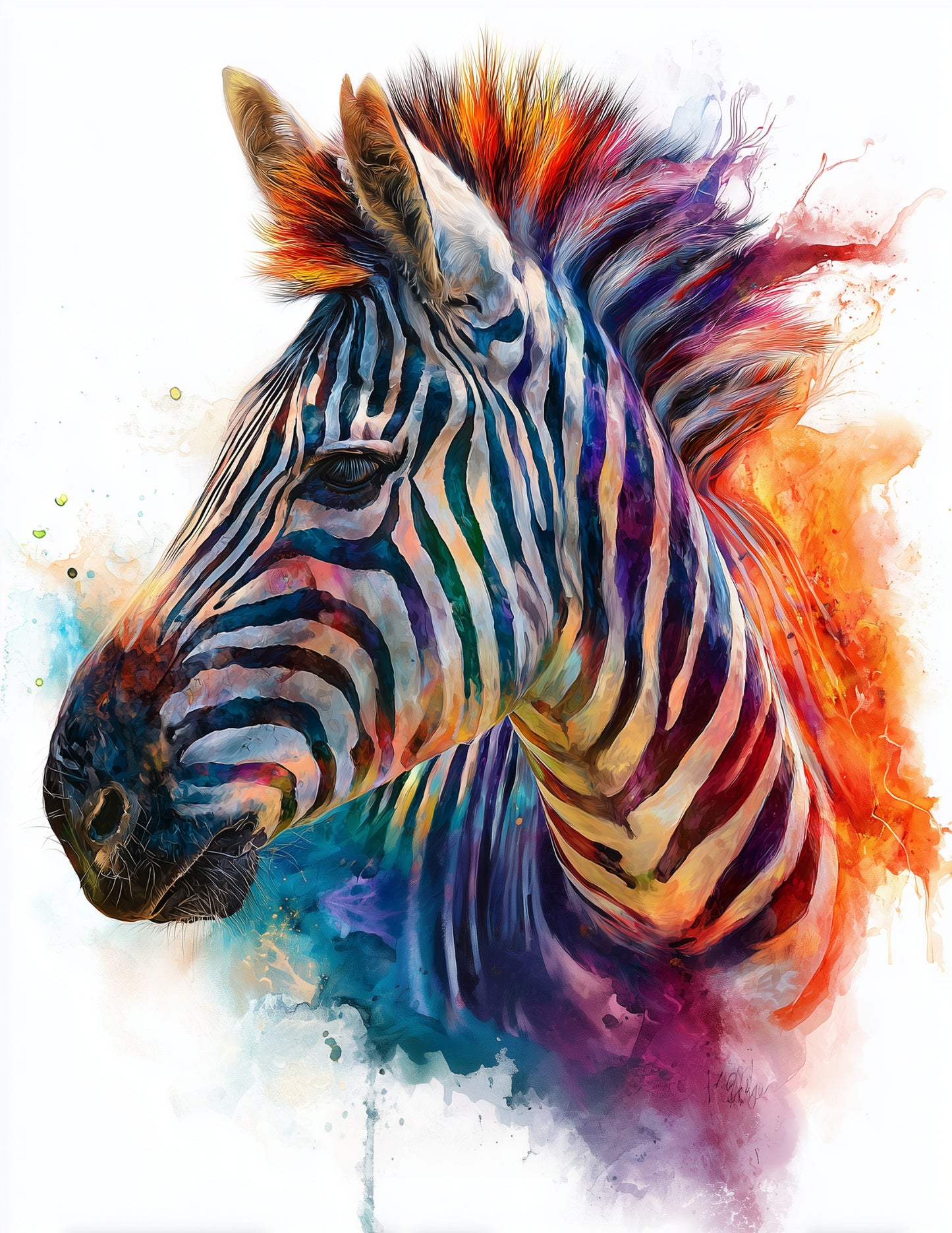 Zebra — Watercolor Art, Warm Tones Digital Wall Art, 3 Sizes Included, Living Room Decor