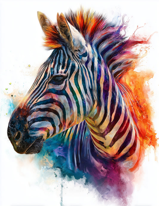 Zebra — Watercolor Art, Warm Tones Digital Wall Art, 3 Sizes Included, Living Room Decor